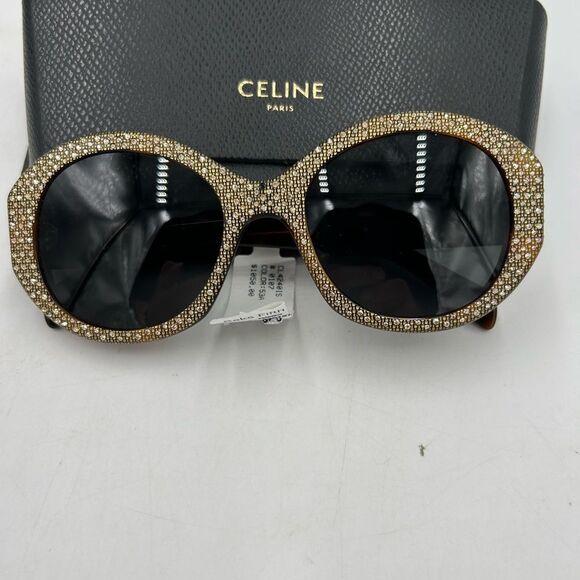Women's Celine Havana brown crystal sunglasses made in Italy - Picture 2 of 8